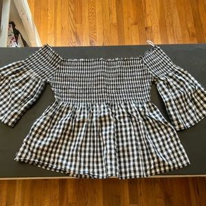 Gingham Off-the-shoulder Top